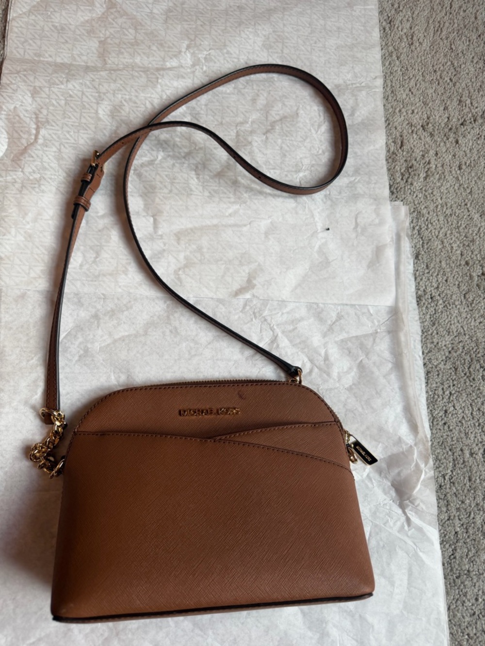 Michael Kors Chestnut Brown Saffiano Leather Crossbody Bag